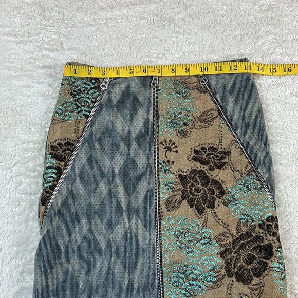 Y2K Custo Barcelona NWT 2006 slash NY zip and glitter pencil skirt, 34 or 0 - Picture 6 of 10